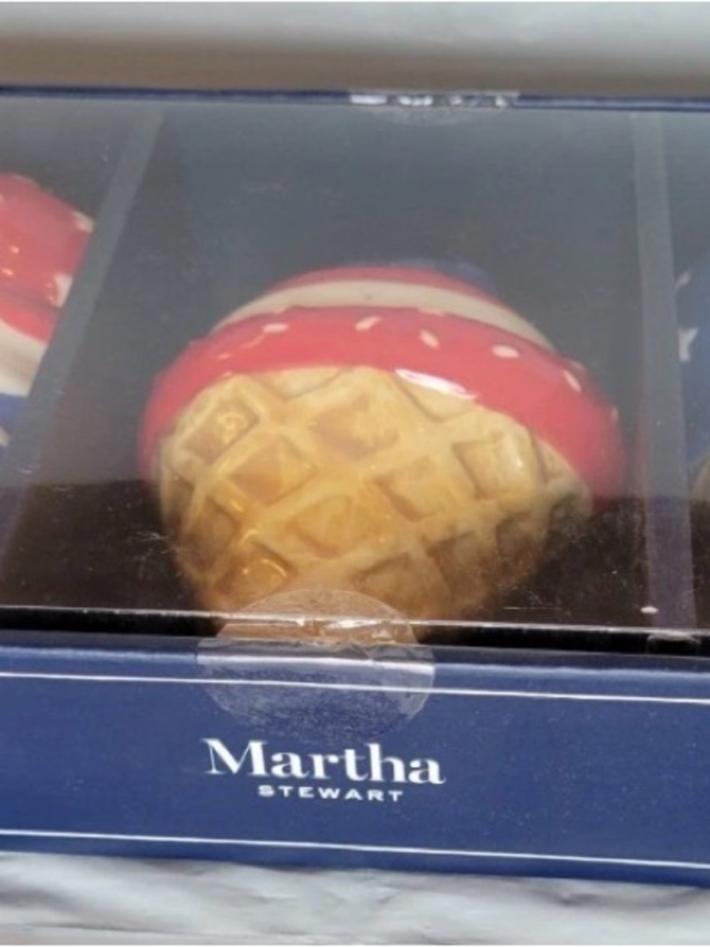 Martha Stewart July 4th Patriotic Stars & Stripes Ceramic Ice Cream Cones NIB - Picture 6 of 11
